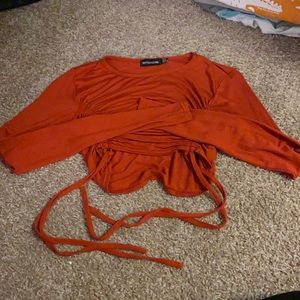 Long Sleeve tie on sides crop top